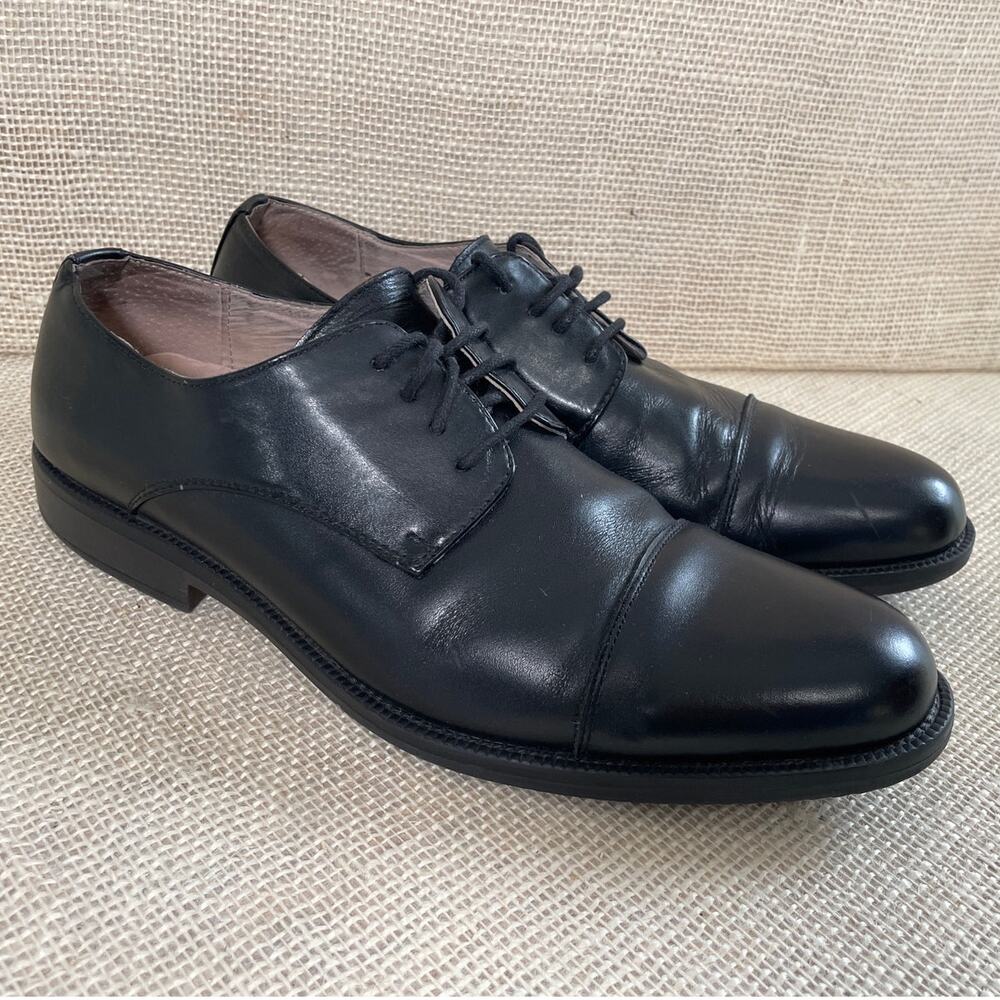 GH Bass & Co Cleaver Leather Oxfords Dress Shoes Men's Size 9 M‎ Black Cap Toe